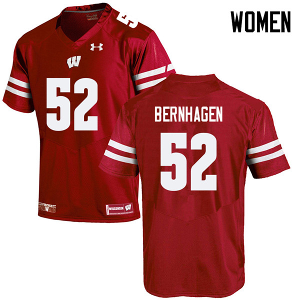 Wisconsin Badgers Women's #52 Josh Bernhagen NCAA Under Armour Authentic Red College Stitched Football Jersey EC40R21SL